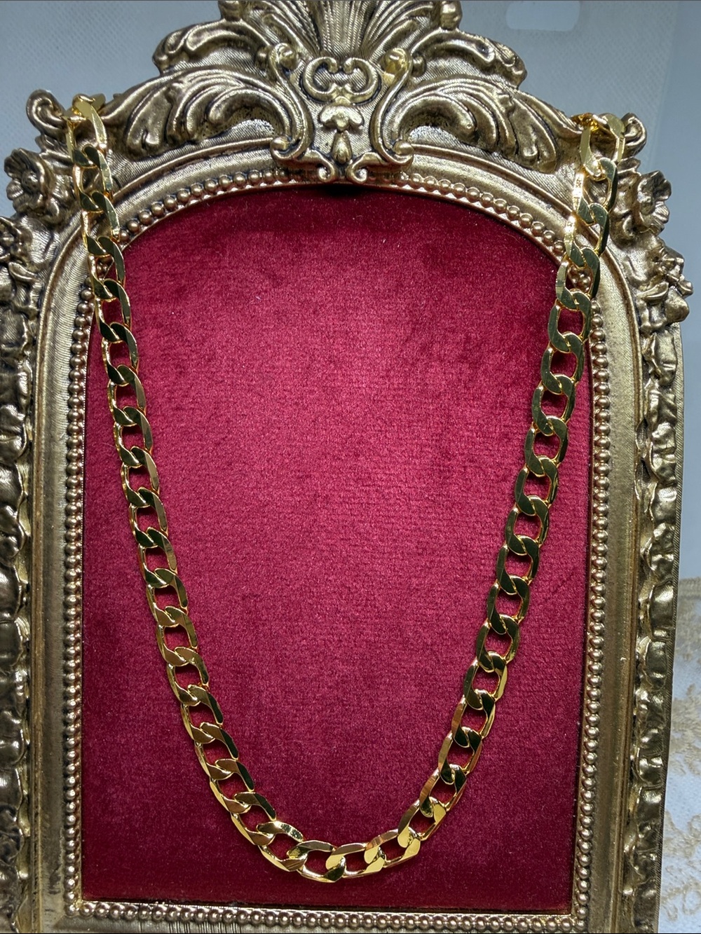 18K Gold 6mm Flat Cuban Chain Necklace 20” Unisex Estate Jewelry
